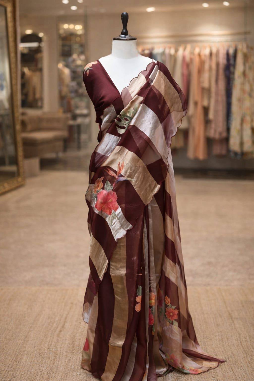 Banarasi Handloom Pure Tissue Kora Strip Saree 8 Banarasi Handloom Pure Tissue Kora Strip Saree