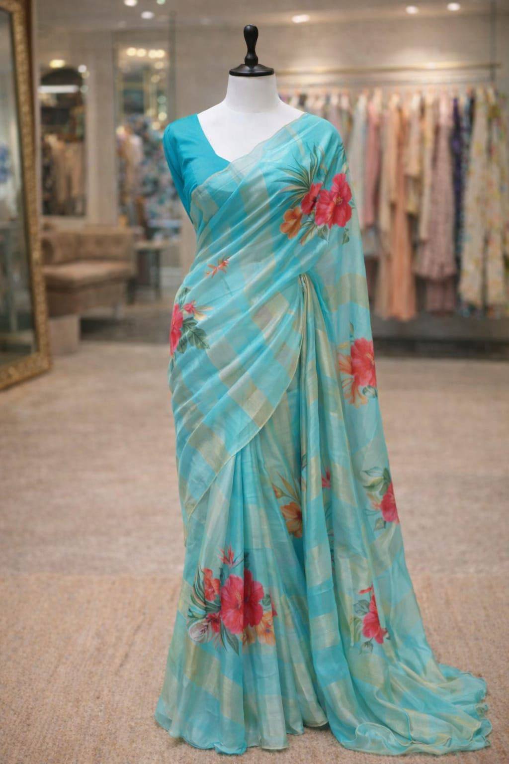 Banarasi Handloom Pure Tissue Kora Strip Saree 6 Banarasi Handloom Pure Tissue Kora Strip Saree