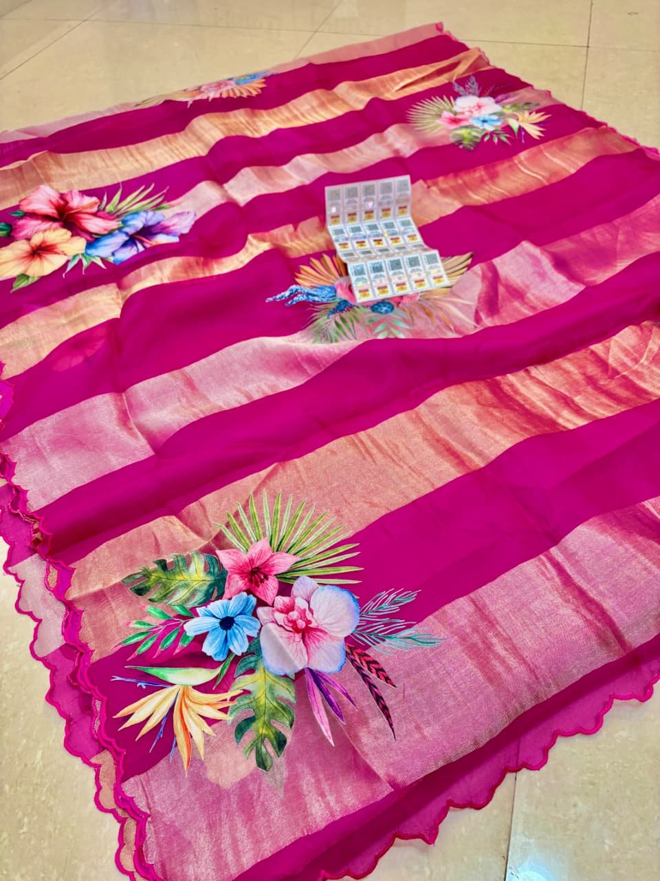 Banarasi Handloom Pure Tissue Kora Strip Saree 14 Banarasi Handloom Pure Tissue Kora Strip Saree