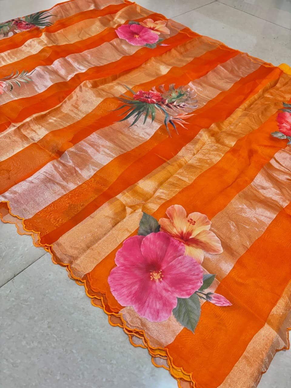 Banarasi Handloom Pure Tissue Kora Strip Saree 13 Banarasi Handloom Pure Tissue Kora Strip Saree