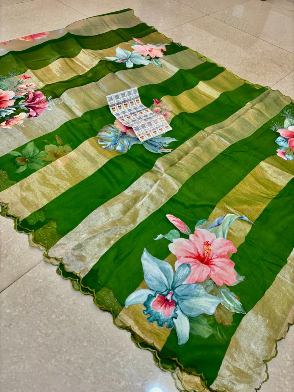 Banarasi Handloom Pure Tissue Kora Strip Saree 15 Banarasi Handloom Pure Tissue Kora Strip Saree