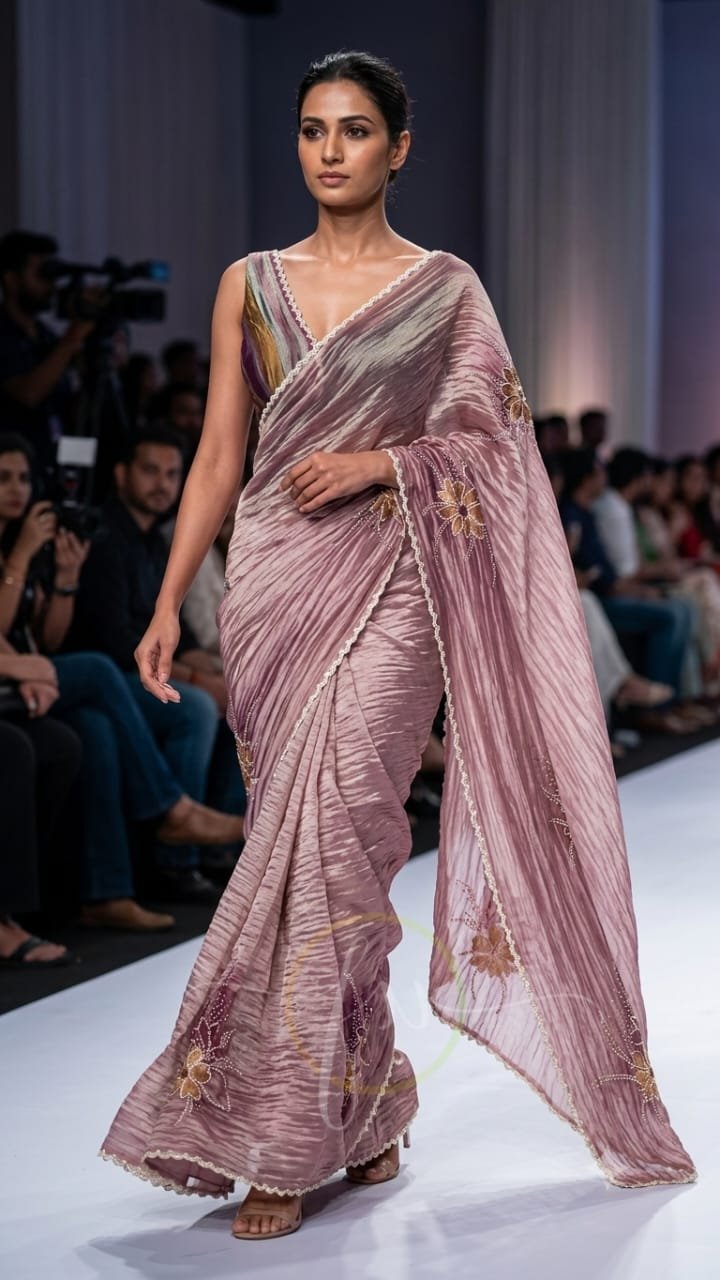 Crushed Kanjeevaram Tissue Silk Saree 2 Crushed Kanjeevaram Tissue Silk Saree