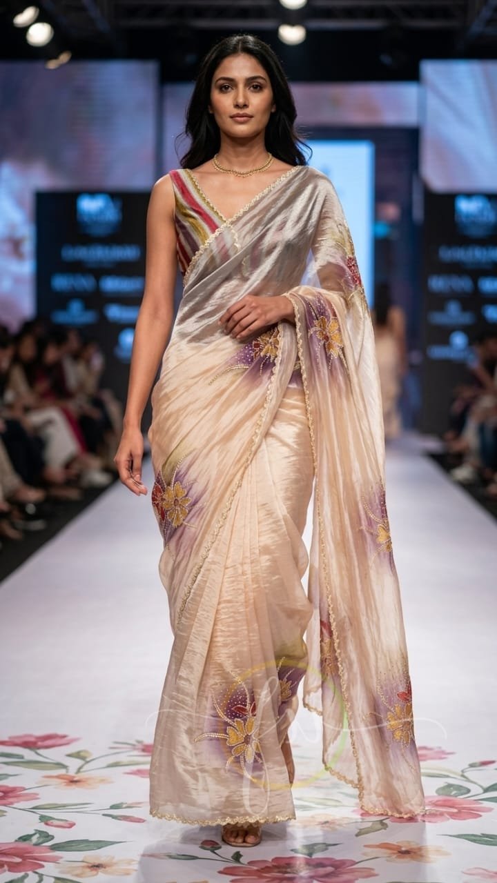 Crushed Kanjeevaram Tissue Silk Saree 6 Crushed Kanjeevaram Tissue Silk Saree