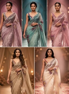 Crushed Kanjeevaram Tissue Silk Saree