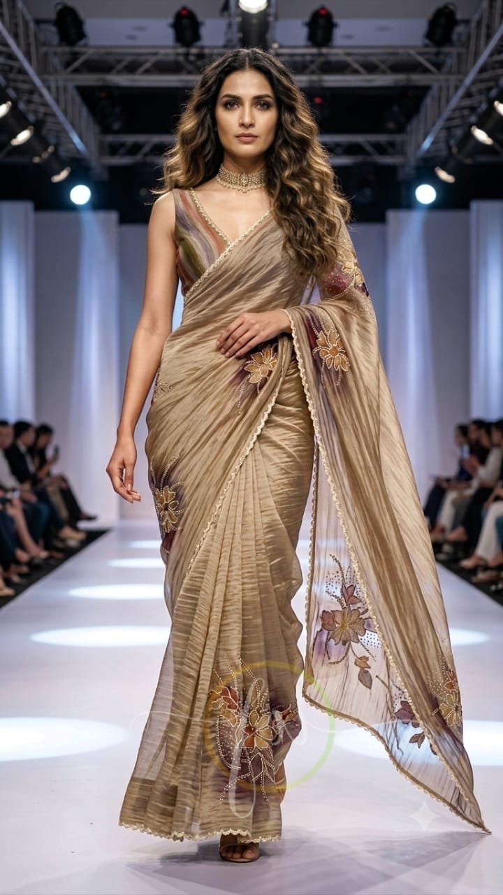 Crushed Kanjeevaram Tissue Silk Saree 5 Crushed Kanjeevaram Tissue Silk Saree