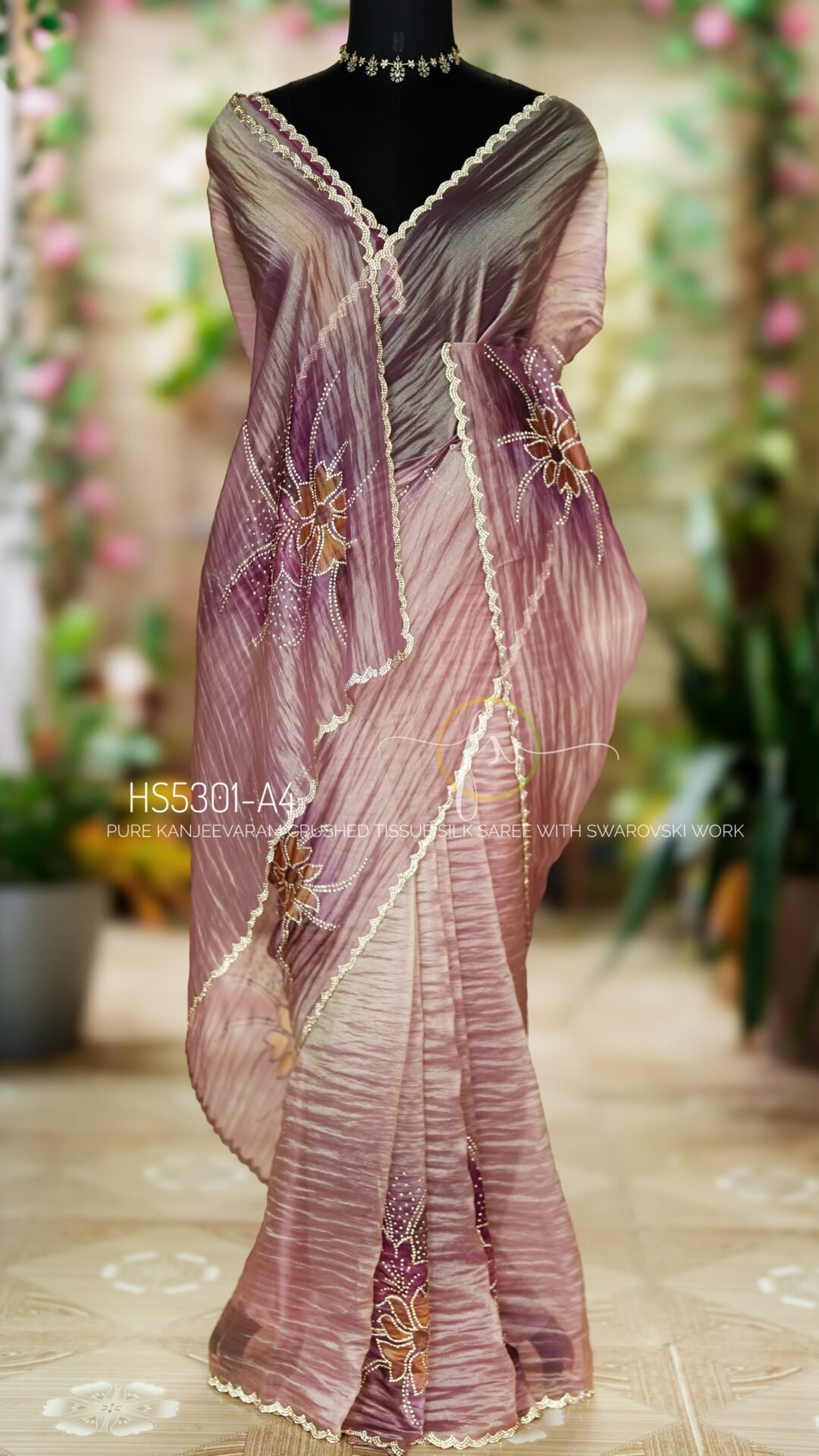 Crushed Kanjeevaram Tissue Silk Saree 7 Crushed Kanjeevaram Tissue Silk Saree - Image 7