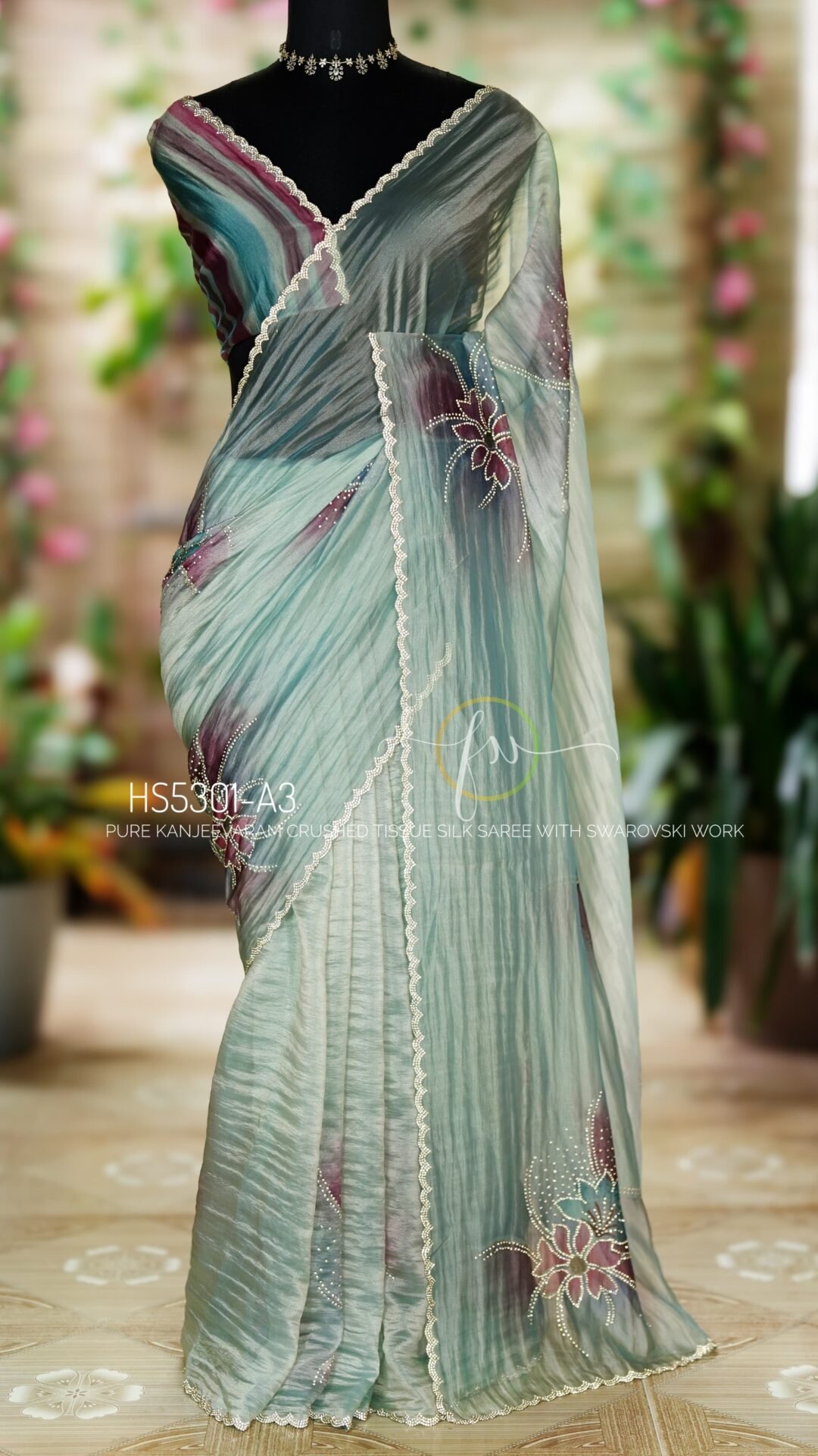 Crushed Kanjeevaram Tissue Silk Saree 11 Crushed Kanjeevaram Tissue Silk Saree - Image 11