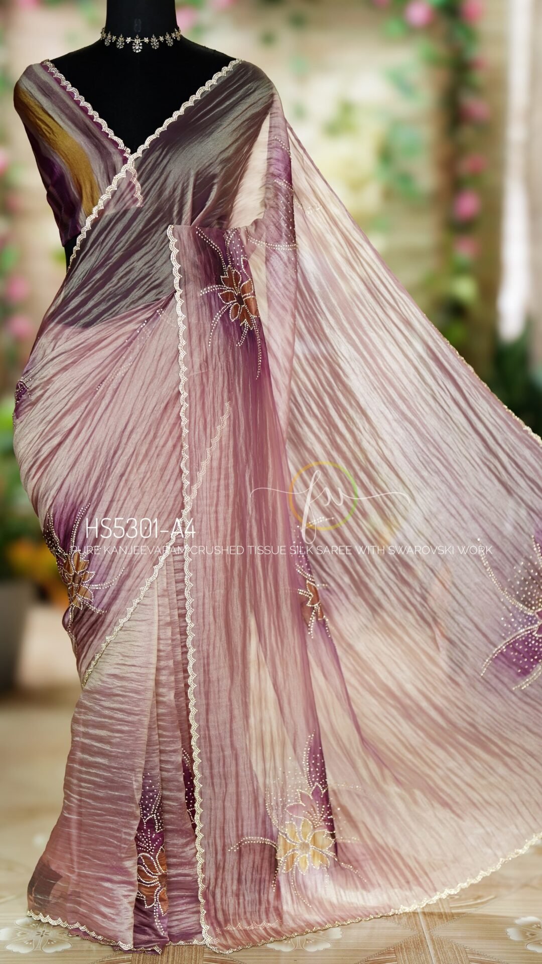 Crushed Kanjeevaram Tissue Silk Saree 14 Crushed Kanjeevaram Tissue Silk Saree - Image 14