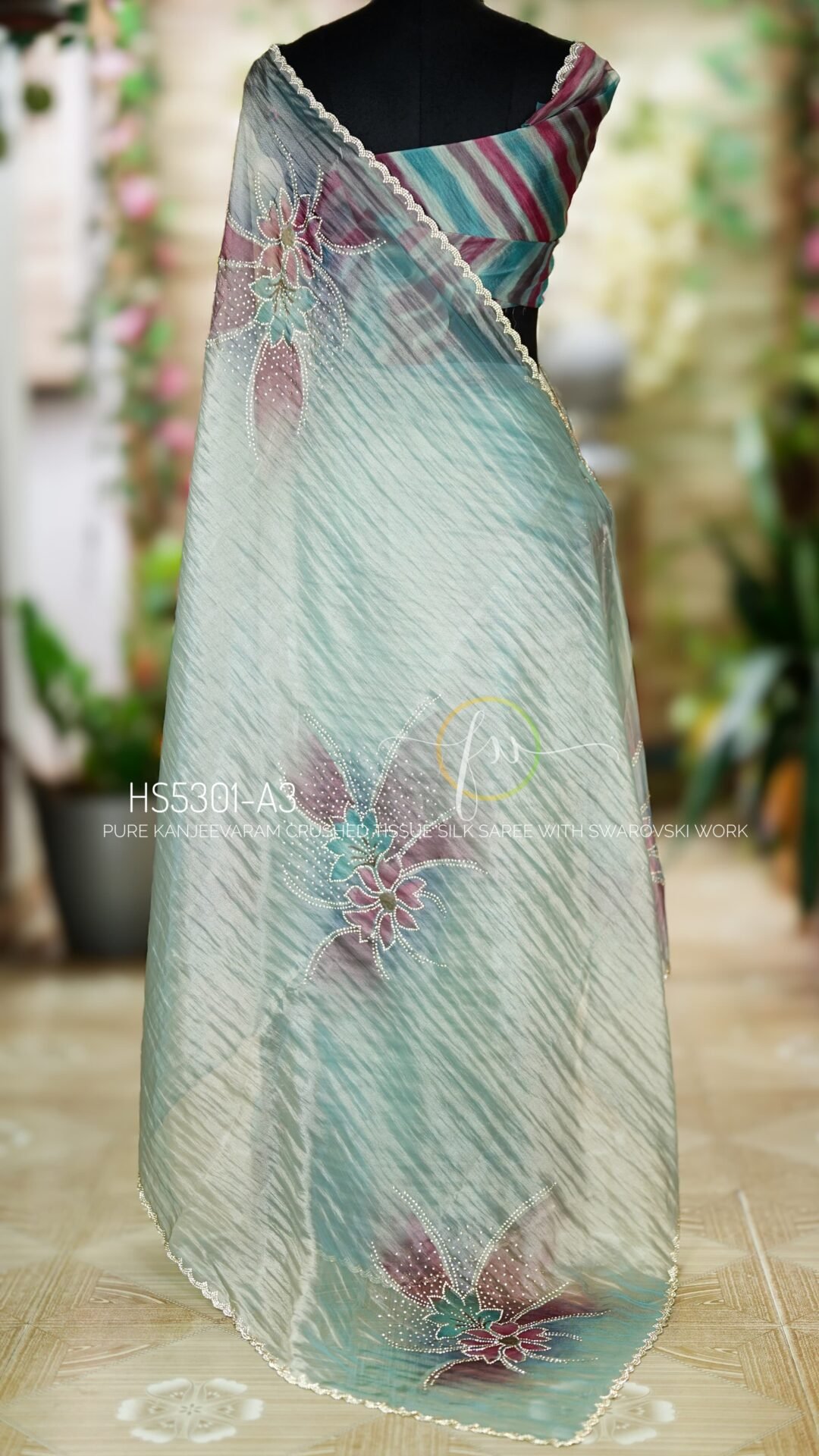 Crushed Kanjeevaram Tissue Silk Saree 13 Crushed Kanjeevaram Tissue Silk Saree - Image 13