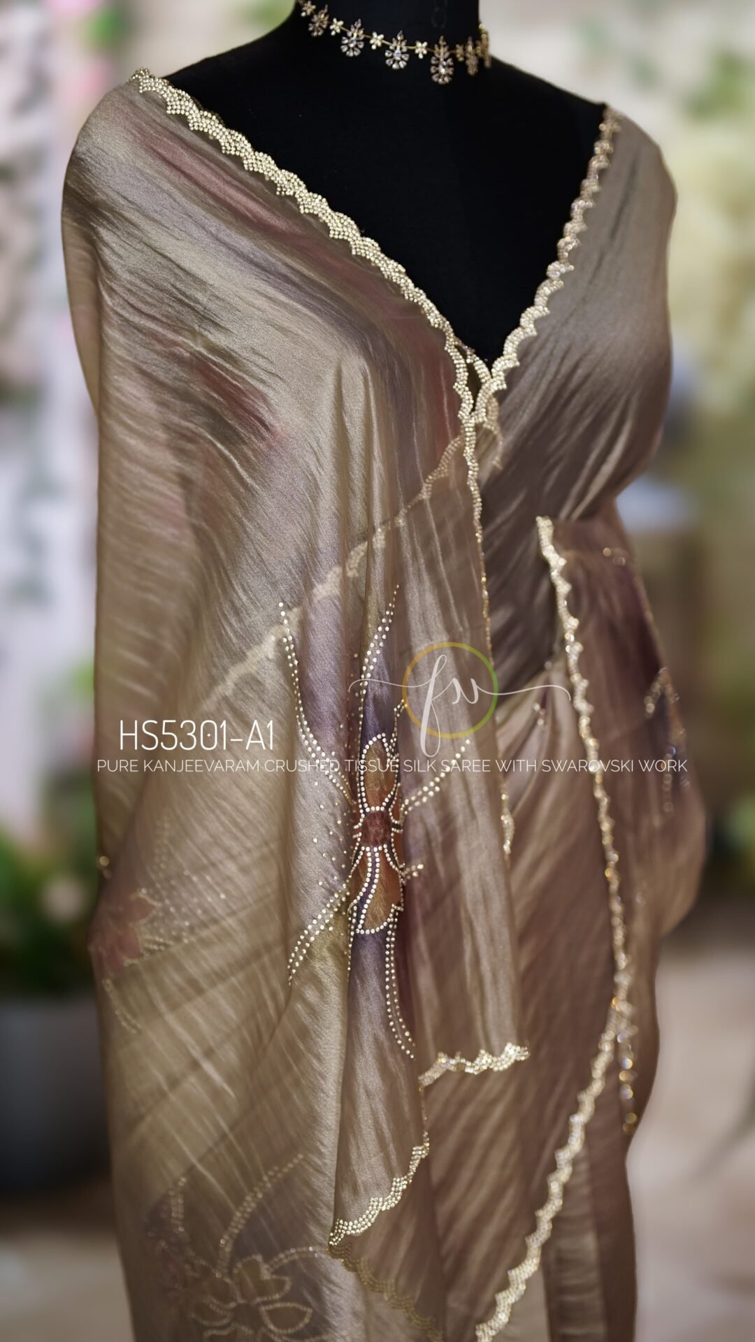 Crushed Kanjeevaram Tissue Silk Saree 19 Crushed Kanjeevaram Tissue Silk Saree - Image 19