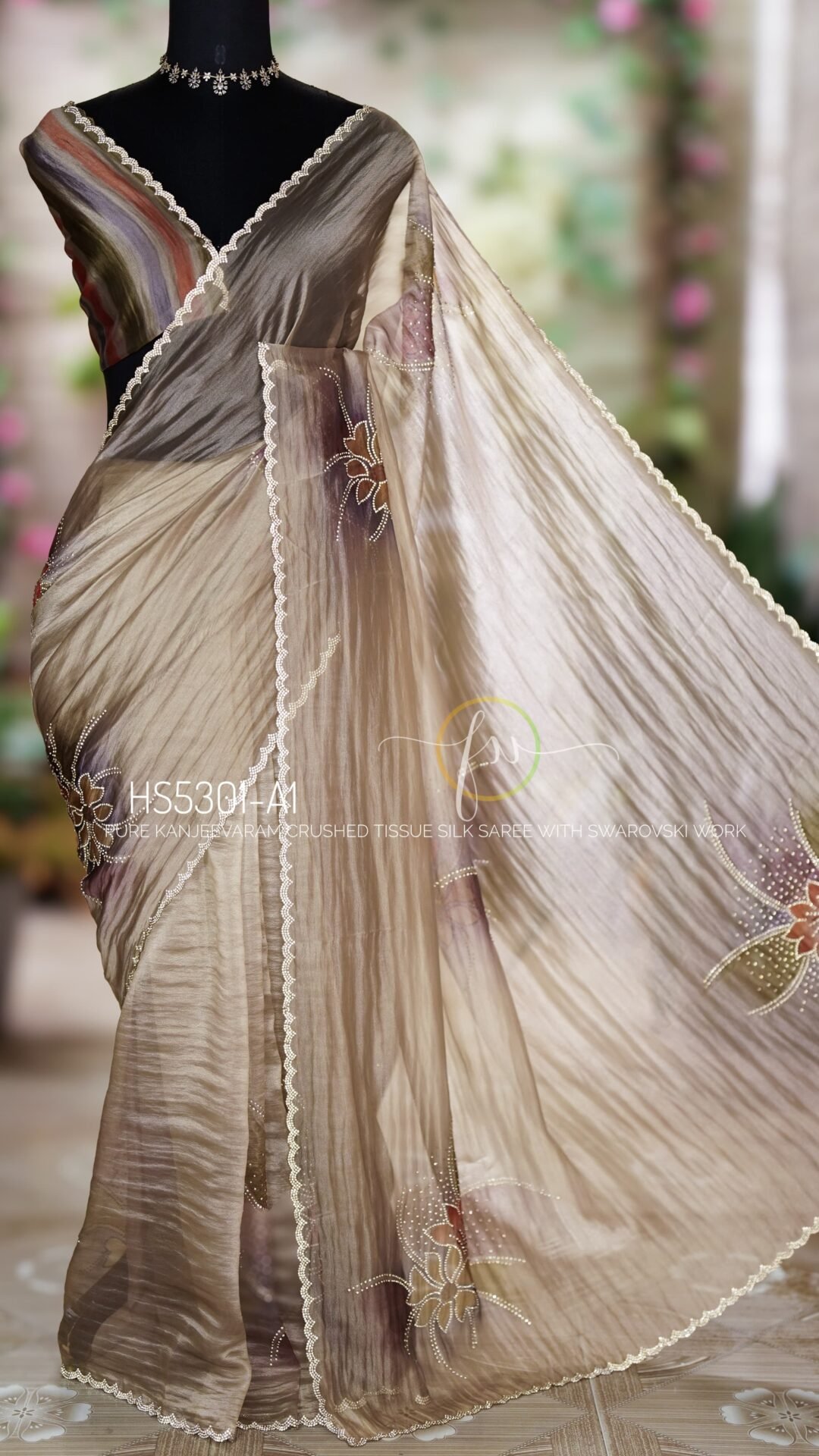 Crushed Kanjeevaram Tissue Silk Saree 20 Crushed Kanjeevaram Tissue Silk Saree - Image 20