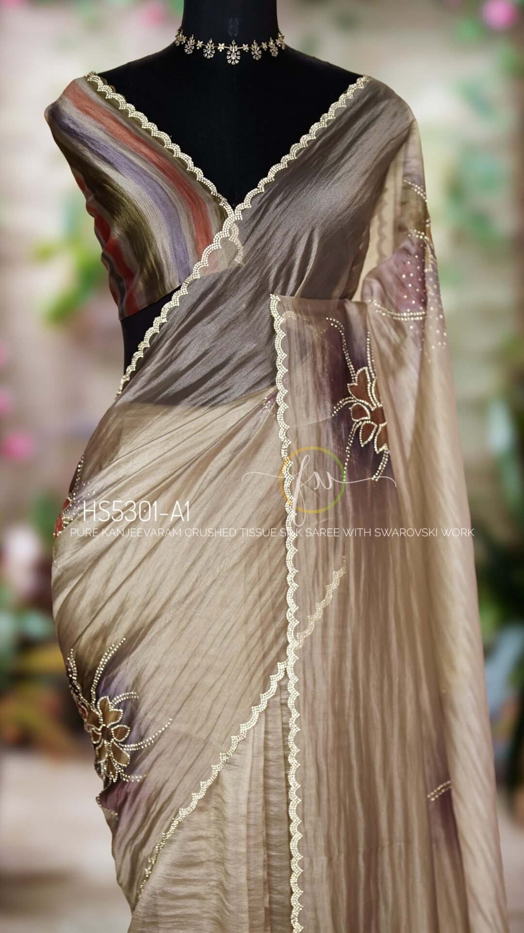 Crushed Kanjeevaram Tissue Silk Saree 21 Crushed Kanjeevaram Tissue Silk Saree - Image 21