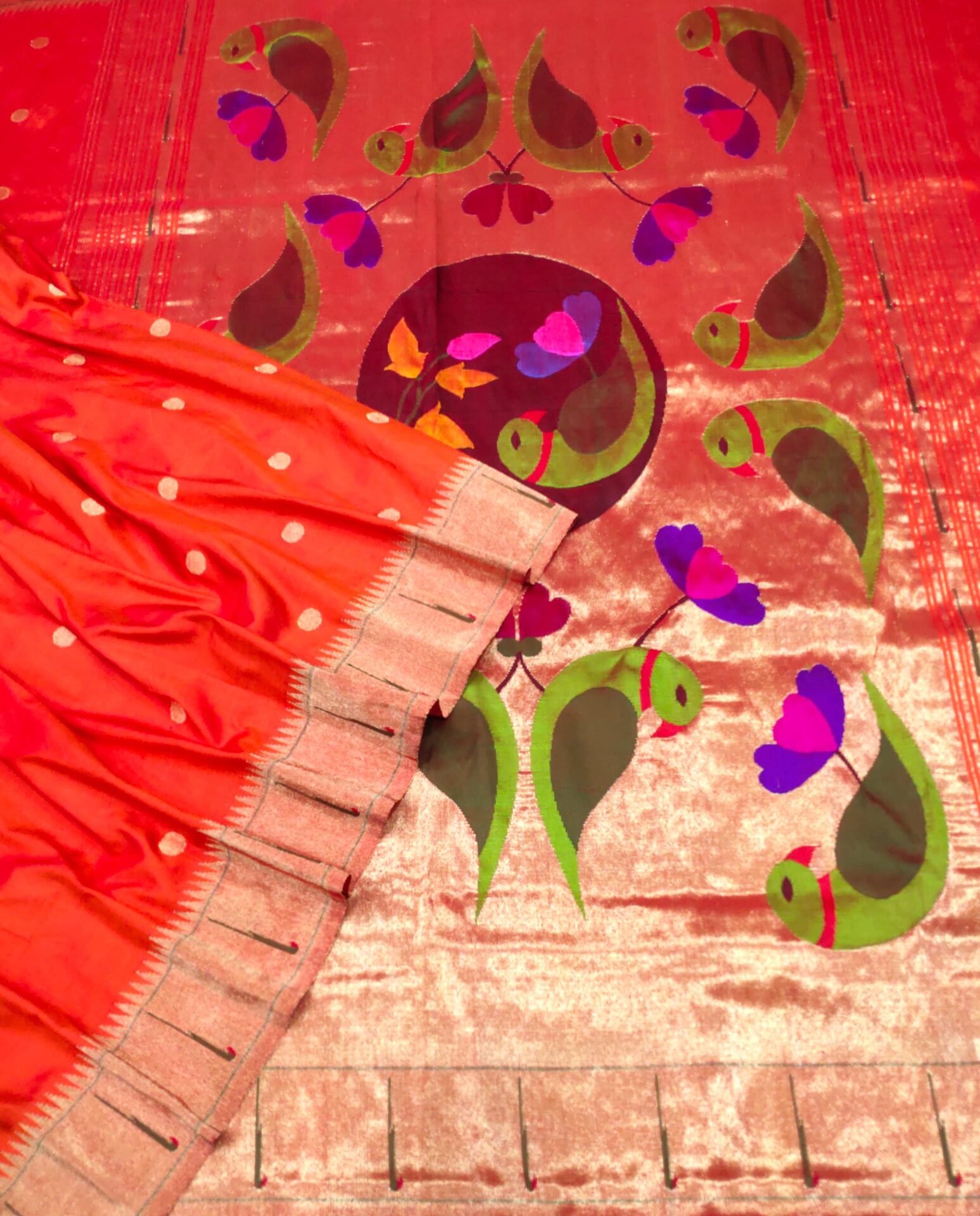 Orange Single Munia Brocade Border Saree 4 Orange Single Munia Brocade Border Saree - Image 4