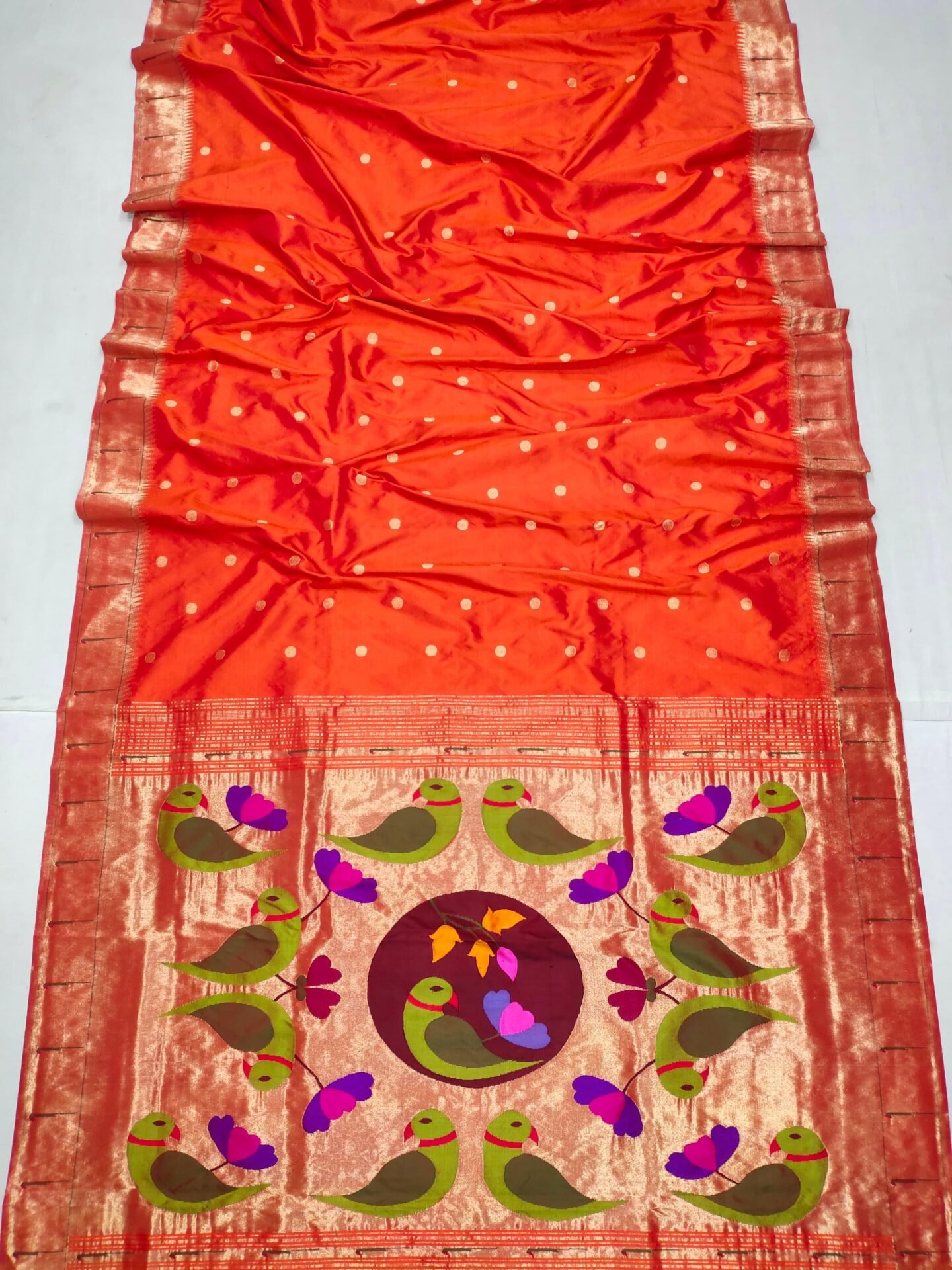 Orange Single Munia Brocade Border Saree 3 Orange Single Munia Brocade Border Saree - Image 3