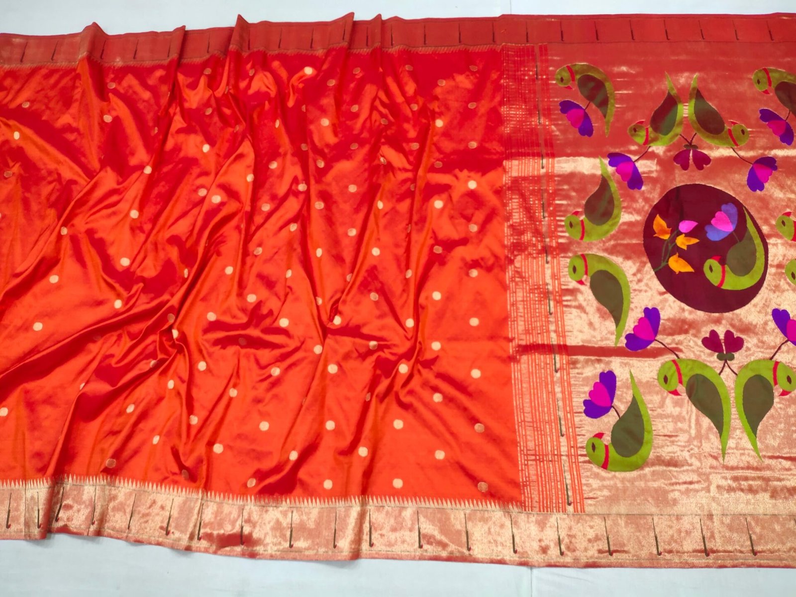 Orange Single Munia Brocade Border Saree 5 Orange Single Munia Brocade Border Saree - Image 5