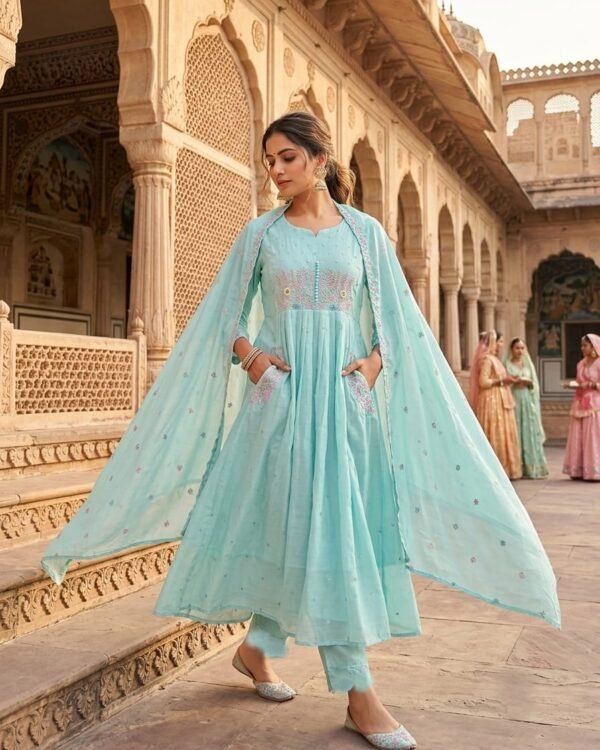 Premium mul cotton flared and pleated kurta
