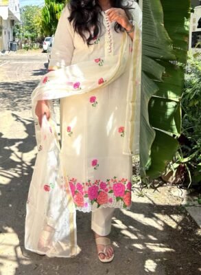 Pure Kota Doria embroidery kurti