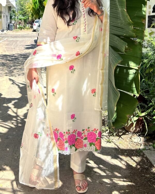 Pure Kota Doria embroidery kurti