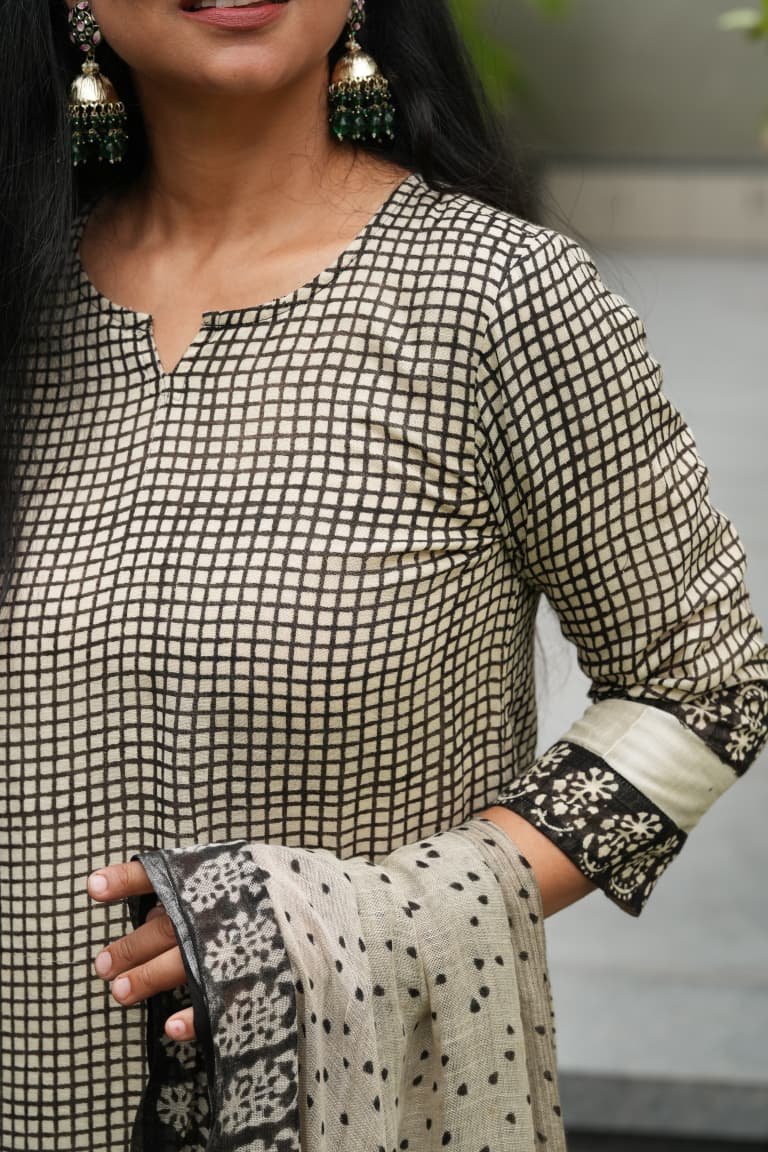 Pure linen cotton hand-block kurti set 12 Pure linen cotton hand-block kurti set - Image 12