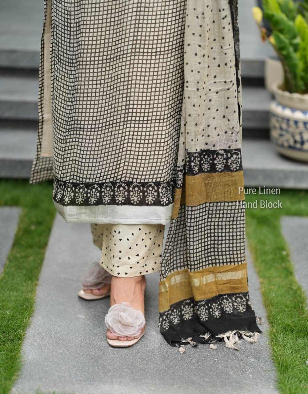 Pure linen cotton hand-block kurti set 13 Pure linen cotton hand-block kurti set - Image 13