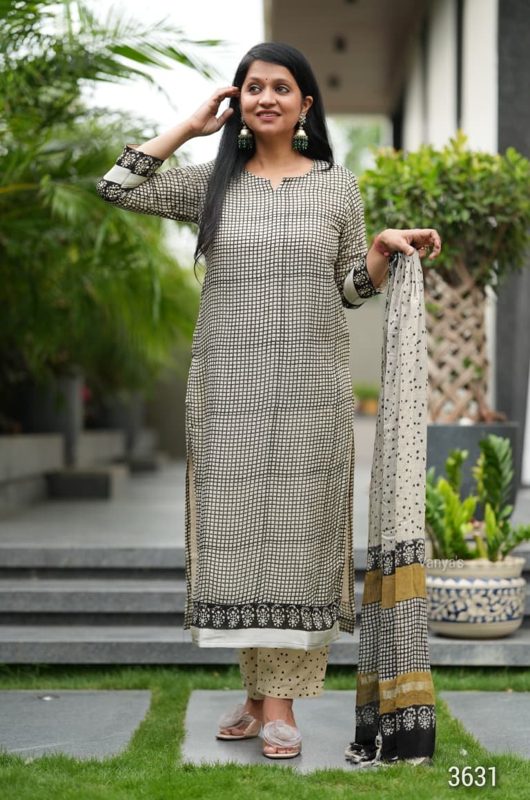 Pure linen cotton hand-block kurti set 8 Pure linen cotton hand-block kurti set - Image 8