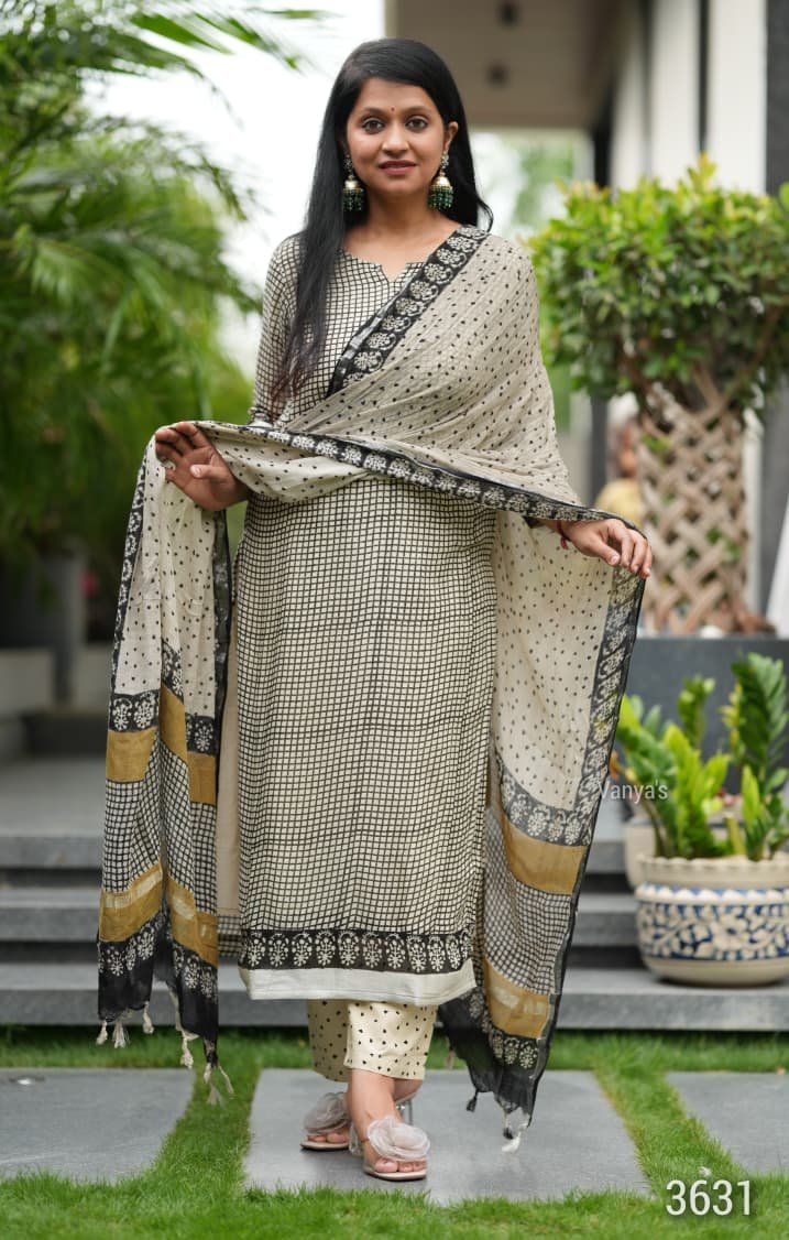 Pure linen cotton hand-block kurti set 10 Pure linen cotton hand-block kurti set - Image 10
