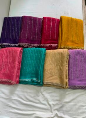 Star Georgette Sequence-Bit Work Saree 