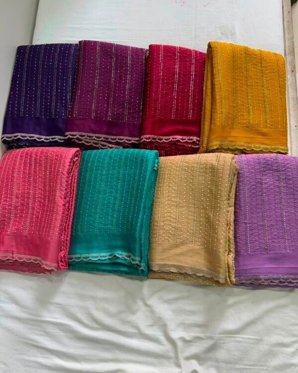 Star Georgette Sequence-Bit Work Saree