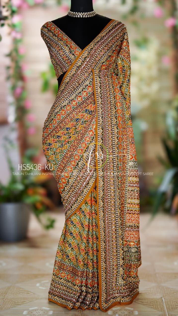 Tarun Tahiliani Inspired Ajrakh-Concept Saree 11 Tarun Tahiliani Inspired Ajrakh-Concept Saree - Image 11