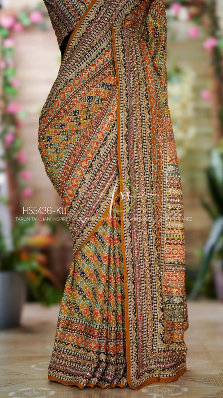 Tarun Tahiliani Inspired Ajrakh-Concept Saree 12 Tarun Tahiliani Inspired Ajrakh-Concept Saree - Image 12