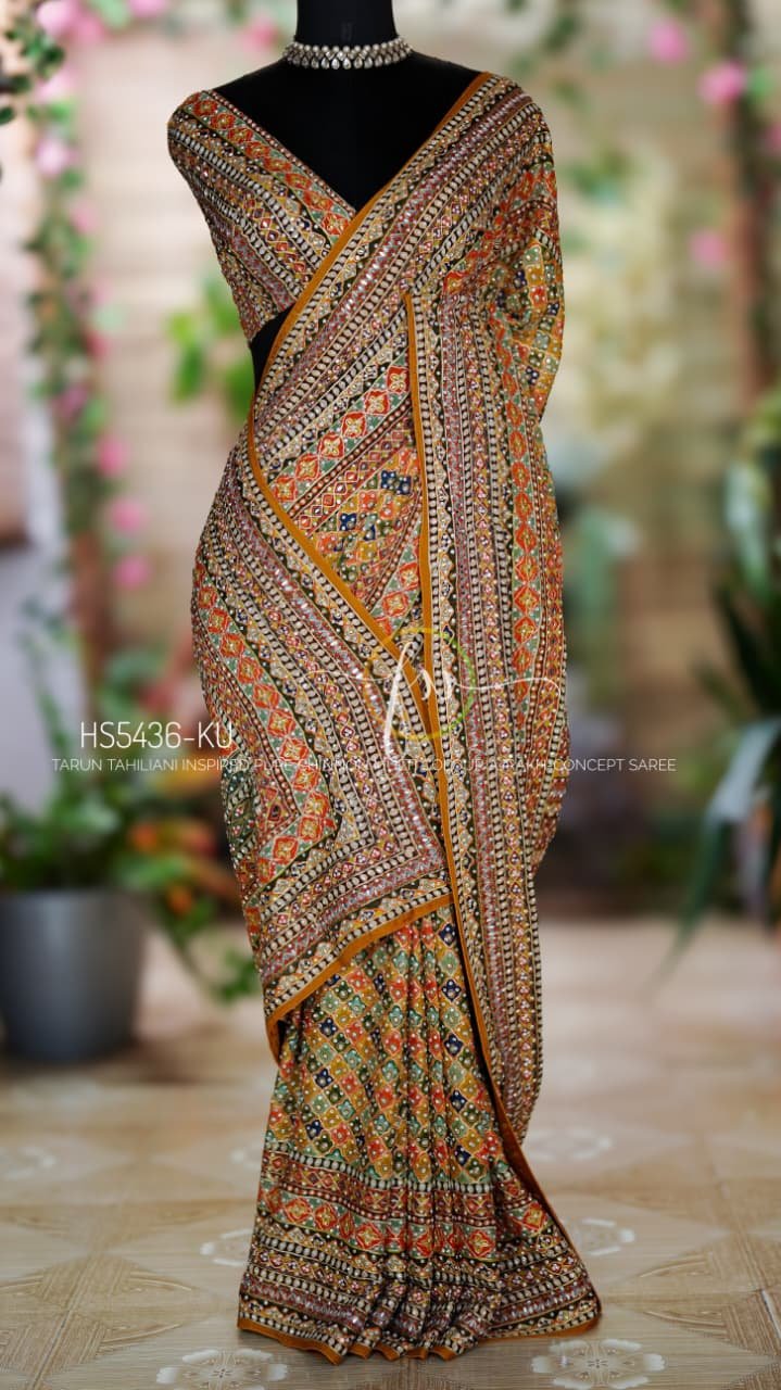 Tarun Tahiliani Inspired Ajrakh-Concept Saree 13 Tarun Tahiliani Inspired Ajrakh-Concept Saree - Image 13