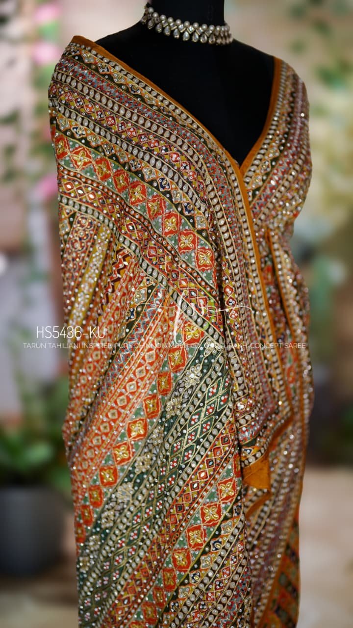 Tarun Tahiliani Inspired Ajrakh-Concept Saree 14 Tarun Tahiliani Inspired Ajrakh-Concept Saree - Image 14