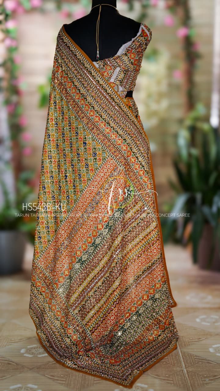 Tarun Tahiliani Inspired Ajrakh-Concept Saree 3 Tarun Tahiliani Inspired Ajrakh-Concept Saree - Image 3