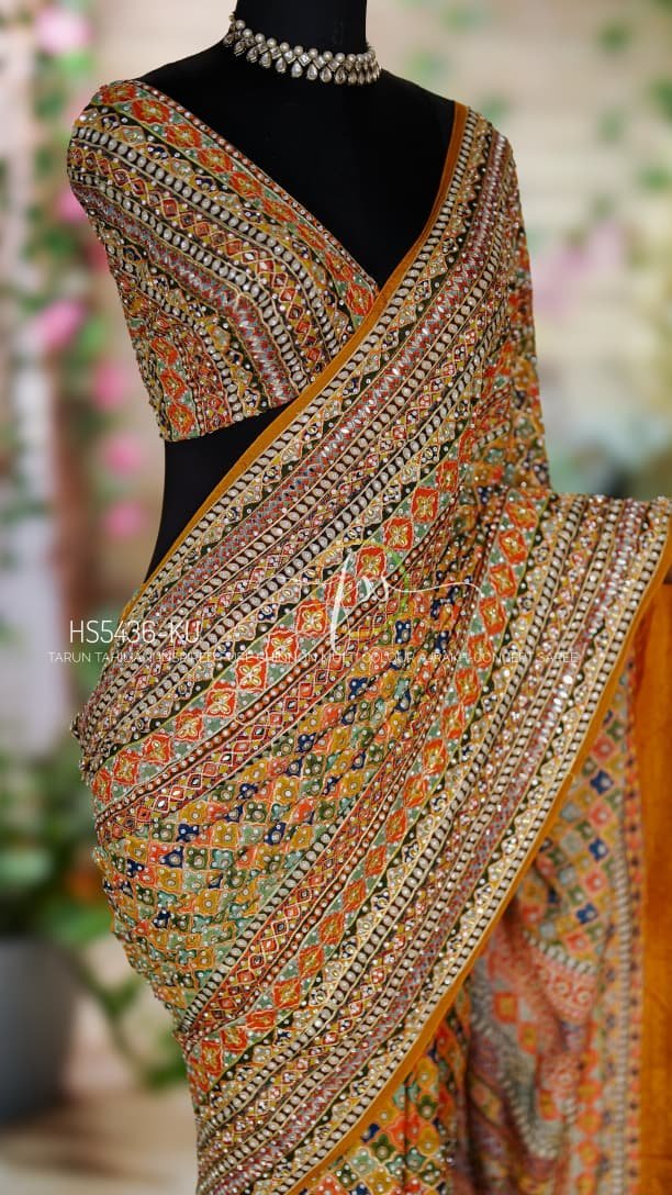 Tarun Tahiliani Inspired Ajrakh-Concept Saree 4 Tarun Tahiliani Inspired Ajrakh-Concept Saree - Image 4