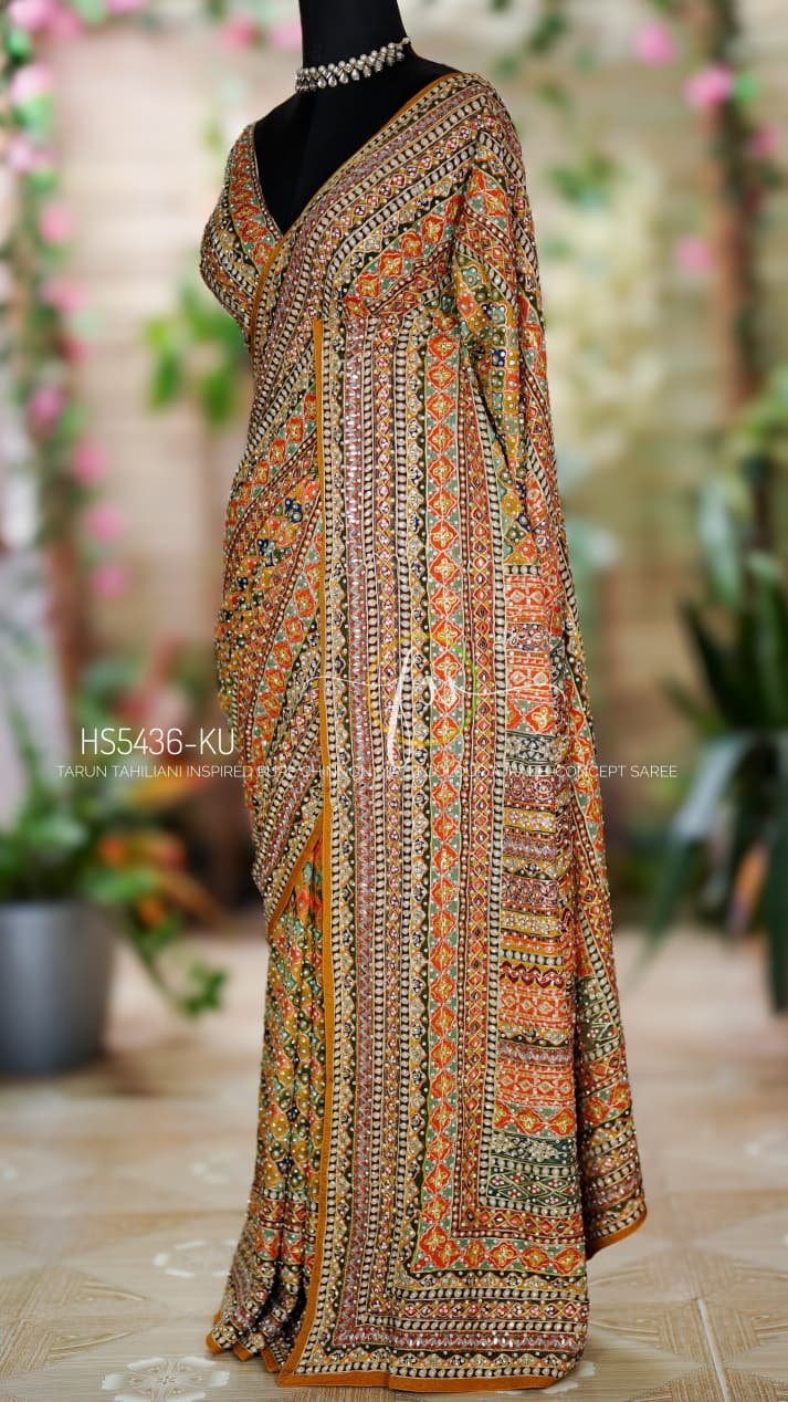 Tarun Tahiliani Inspired Ajrakh-Concept Saree 7 Tarun Tahiliani Inspired Ajrakh-Concept Saree - Image 7