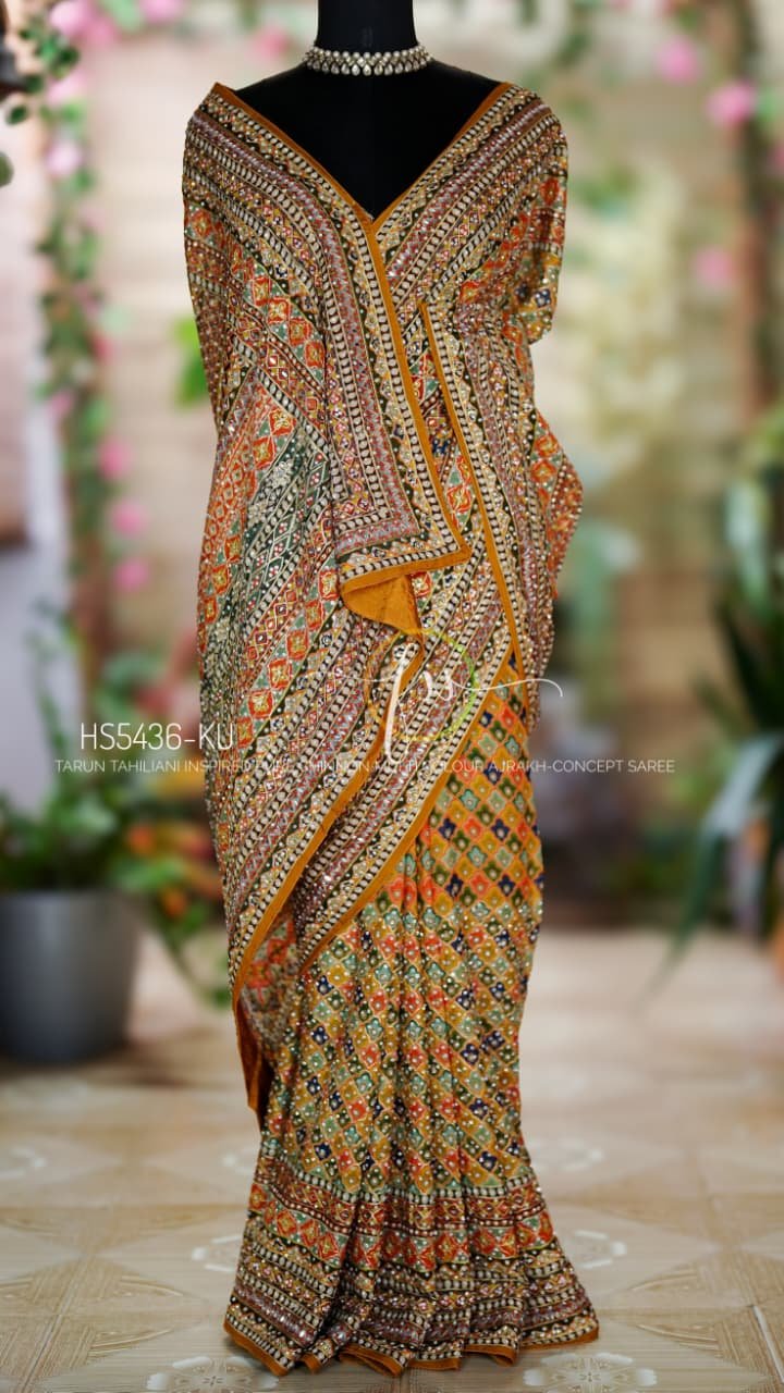 Tarun Tahiliani Inspired Ajrakh-Concept Saree 10 Tarun Tahiliani Inspired Ajrakh-Concept Saree - Image 10
