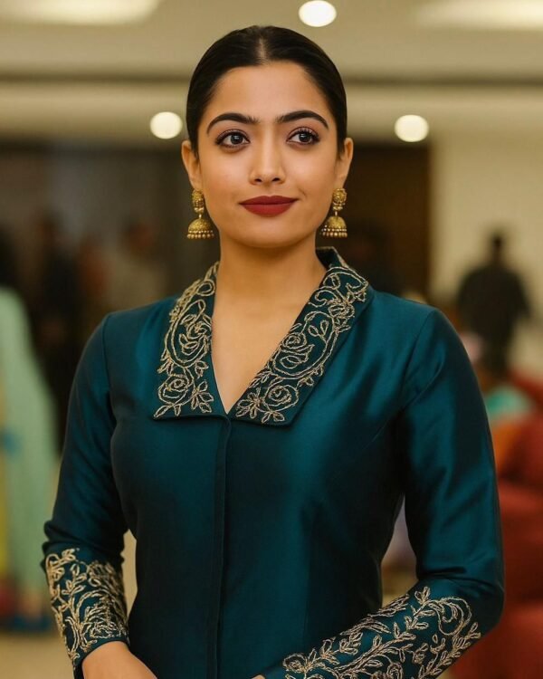 Beautiful handwork all over the sleeves and collar in blouse