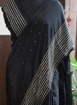 Black pure crepe georgette saree