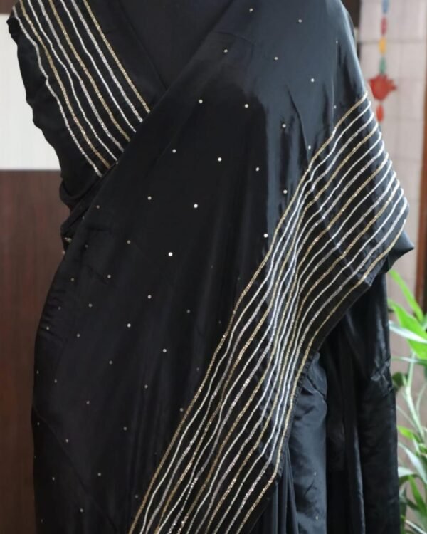 Black pure crepe georgette saree