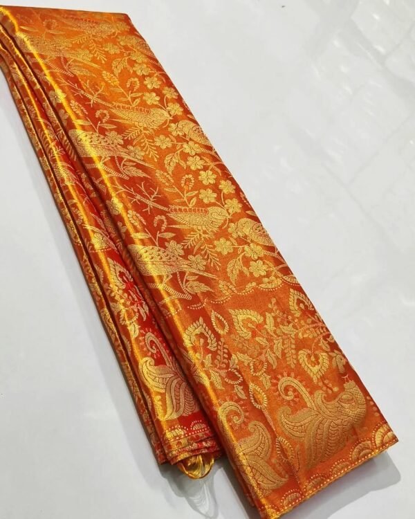 New arrival pure kanchipattu tissue edge to edge 2D meenakari designs