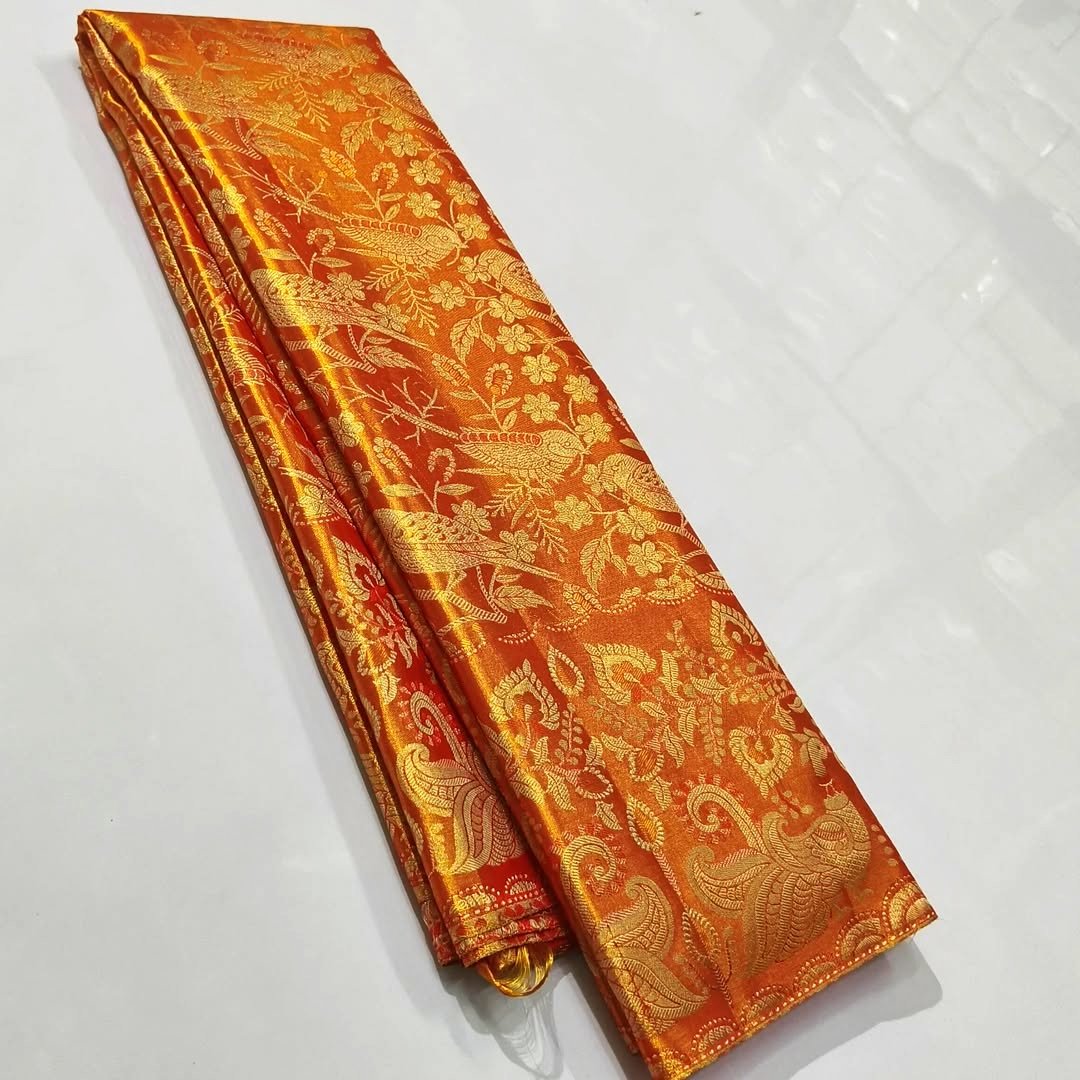 New arrival pure kanchipattu tissue edge to edge 2D meenakari designs