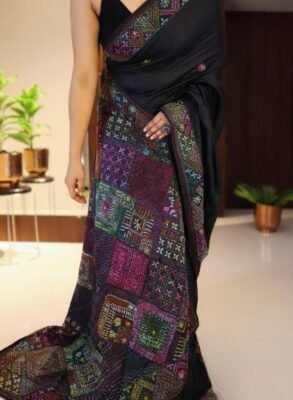 Pure Handloom Tussar Silk Lambani Embroidery Saree