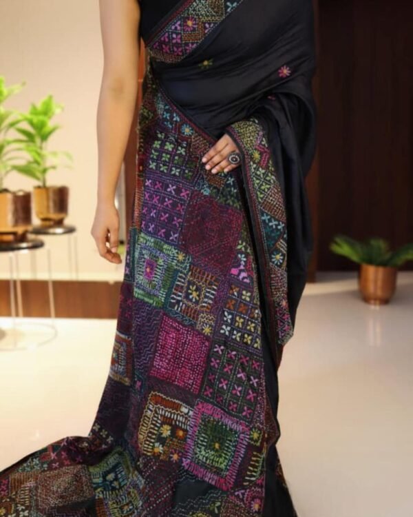Pure Handloom Tussar Silk Lambani Embroidery Saree