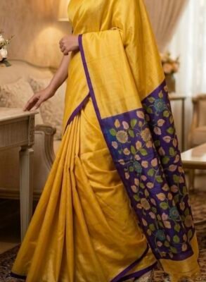Pure tussar saree with kalamkari pallu