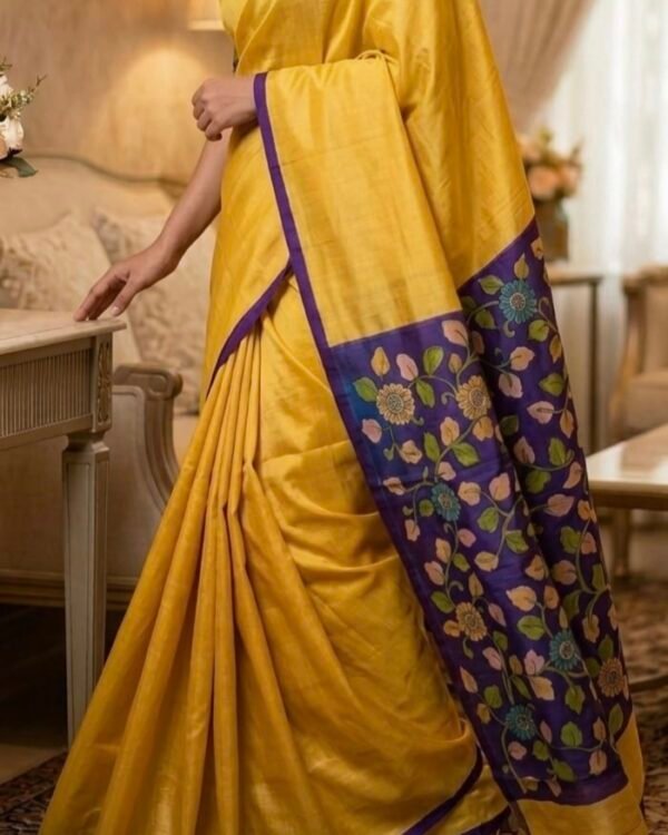 Pure tussar saree with kalamkari pallu