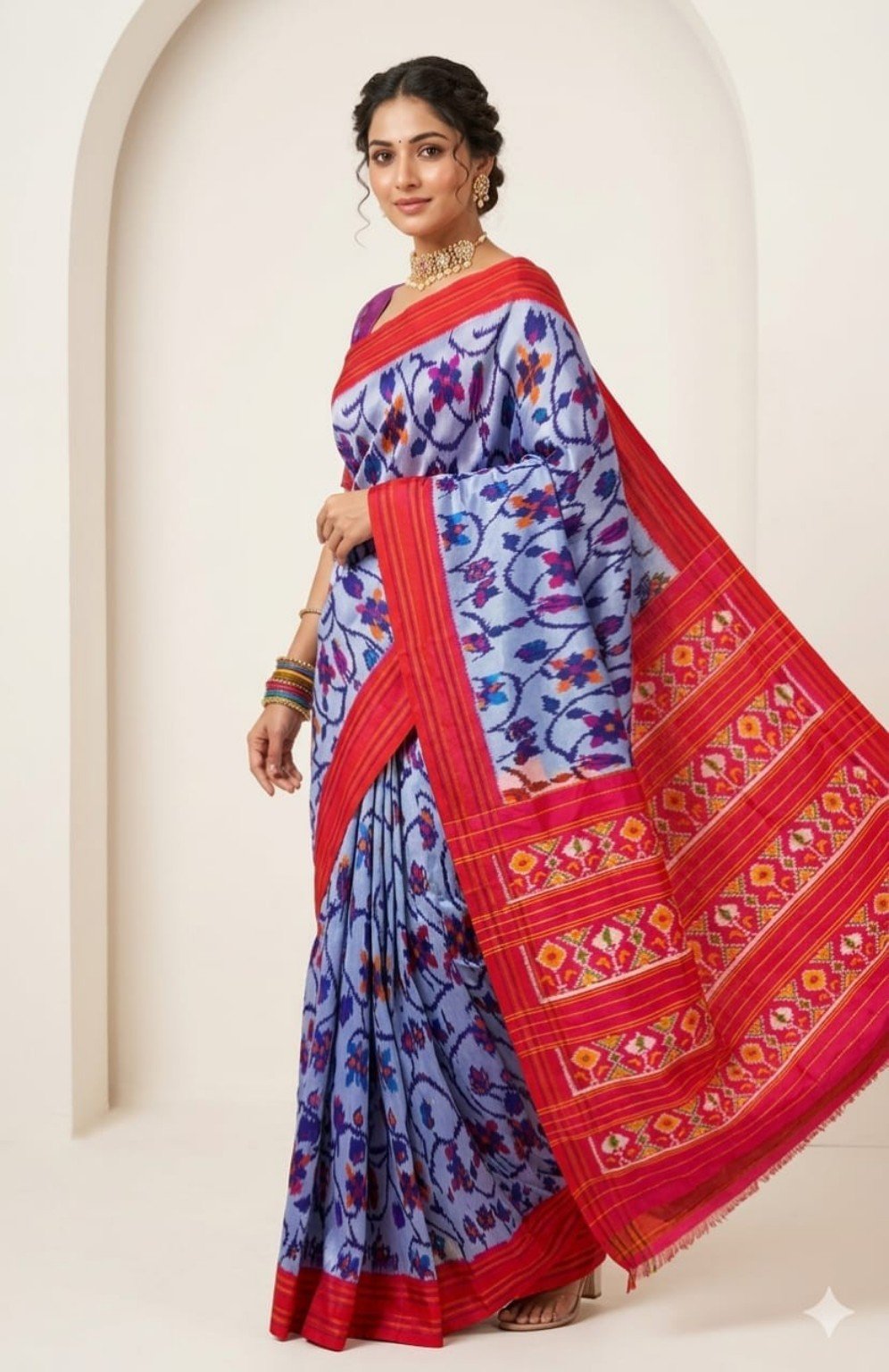 Madthas Ikkat Silk Sarees – Exclusive Collection of 15 Designs 1 Madthas Ikkat silk saree - 01 White & Red - Floral