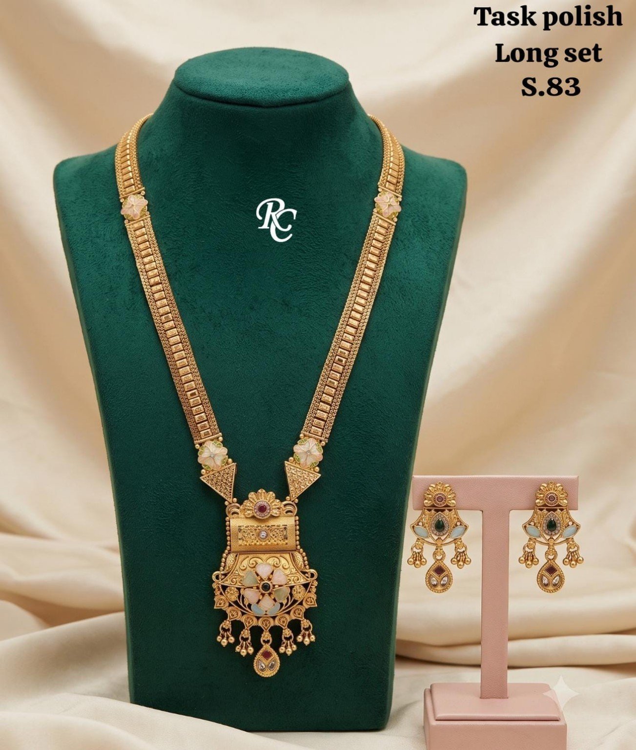 Antique Long Necklace Set with Earrings – Designer Collection 3 Antique long necklace set with earrings - Design 03 - S83 Floral