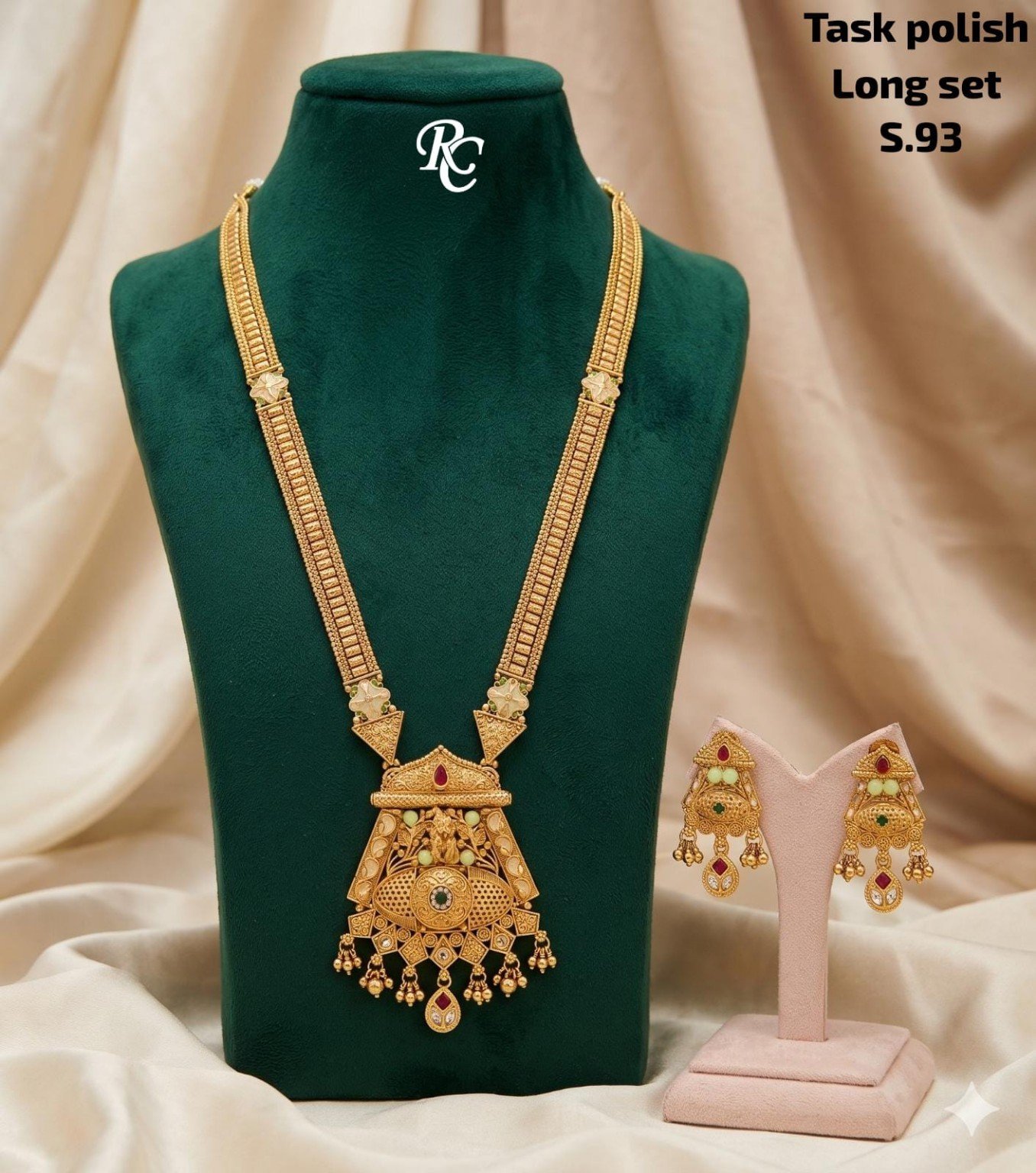 Antique Long Necklace Set with Earrings – Designer Collection 8 Antique long necklace set with earrings - Design 08 - S93 Temple
