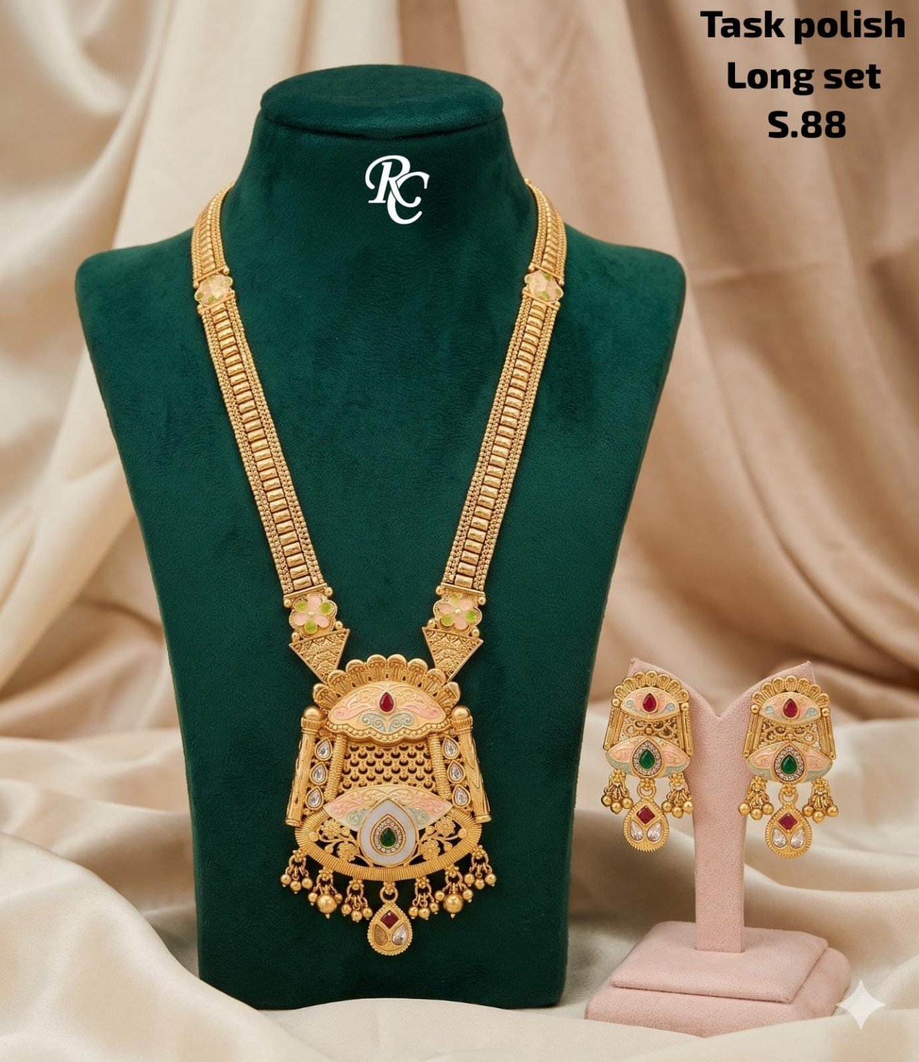 Antique Long Necklace Set with Earrings – Designer Collection 10 Antique long necklace set with earrings - Design 10 - S88 Ornate