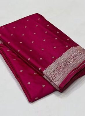Banarasi Handloom Mashru Silk Saree with Beautiful Zari Pallu